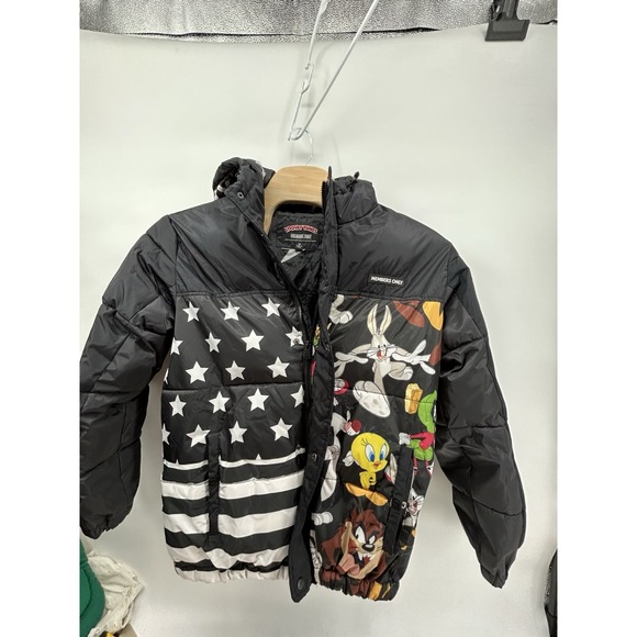 Looney Tunes Bugs Bunny & Friends Members Only Hooded Puffer Coat Size Med - Picture 12 of 16